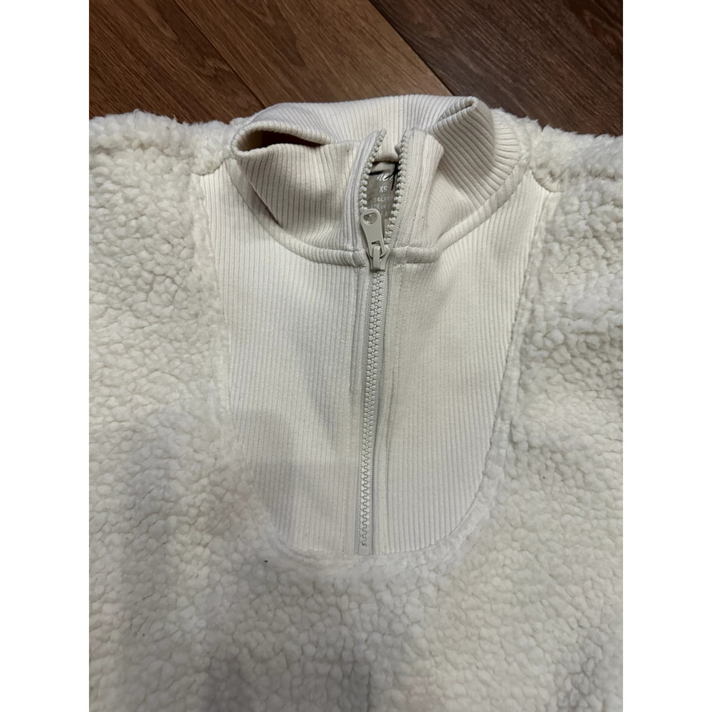 Aerie Dream Sherpa White Quarter Zip Pullover Sweatshirt Sweater Jacket Sz Med - Picture 7 of 9